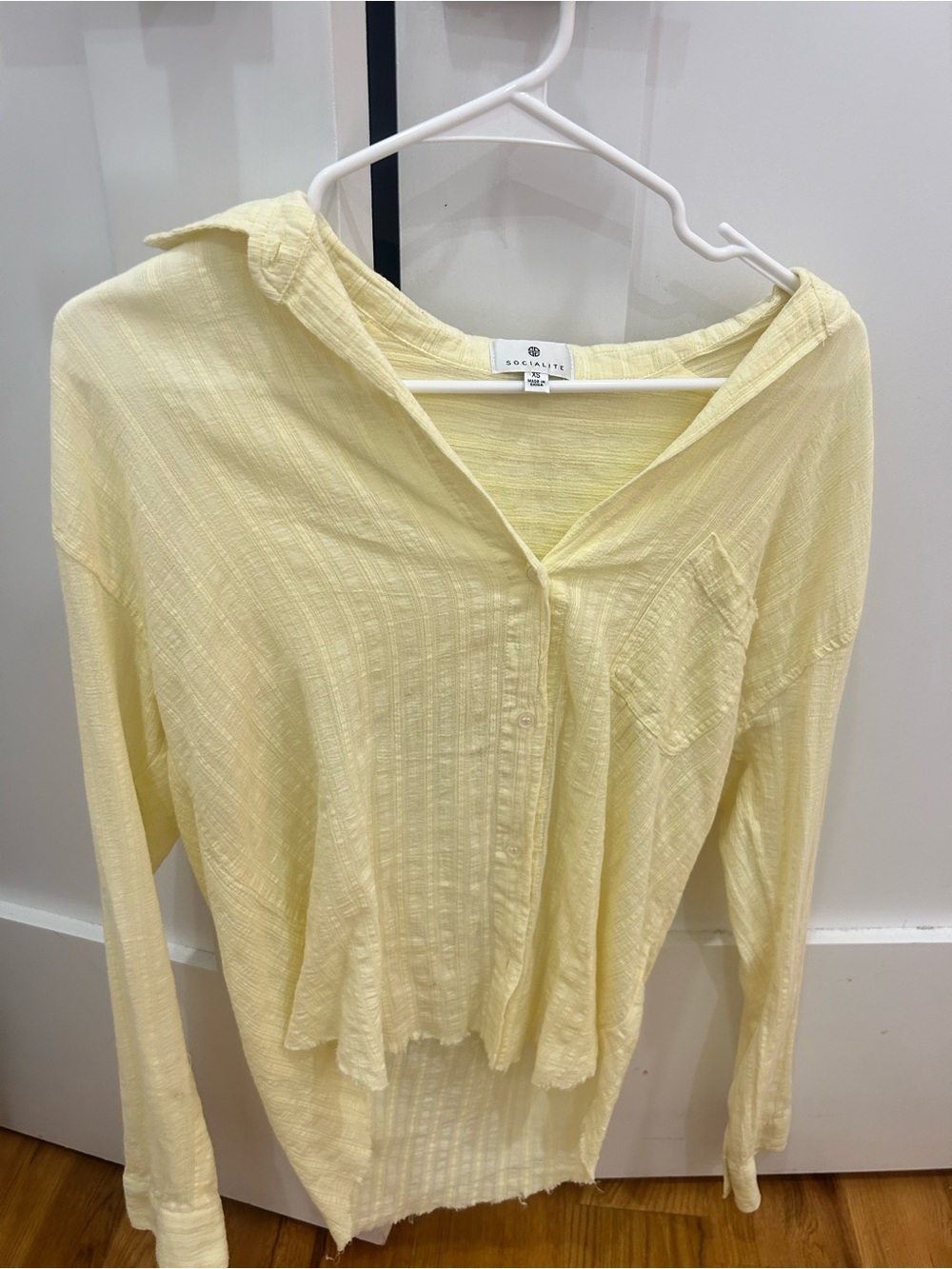 Socialite Neon Yellow Lightweight Button-Front Women's Top